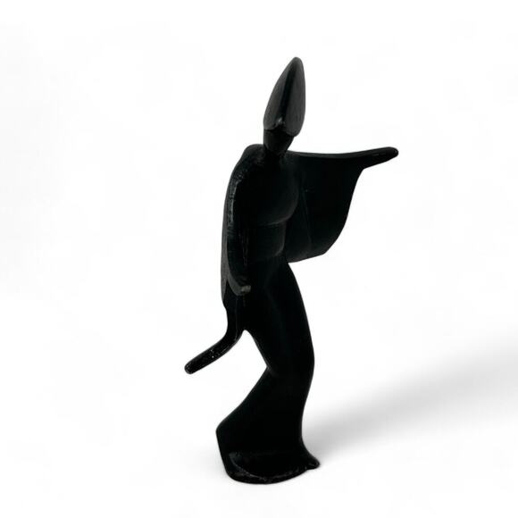 Vintage Cast Iron Geisha Figurine (7" H) MCM Mid Century Modern Statue Decor - Picture 5 of 12